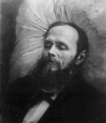 Dostoyevsky on his death bed, drawn by Ivan Kramskoy, 29 January 1881