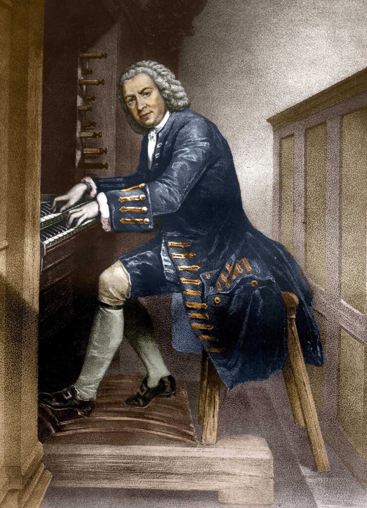 Johann Sebastian Bach playing the organ, c. 1881