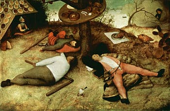 Pieter Bruegel, the Elder: Het Luilekkerland (The Lazy-Tasty Land; The Land of Cockaigne), 1567 (Munich, Alte Pinakothek)