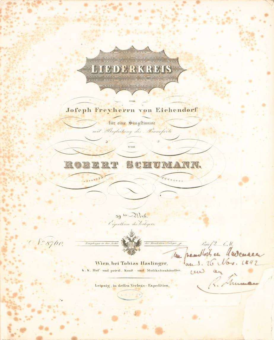 Robert Schumann's Liederkreis score cover