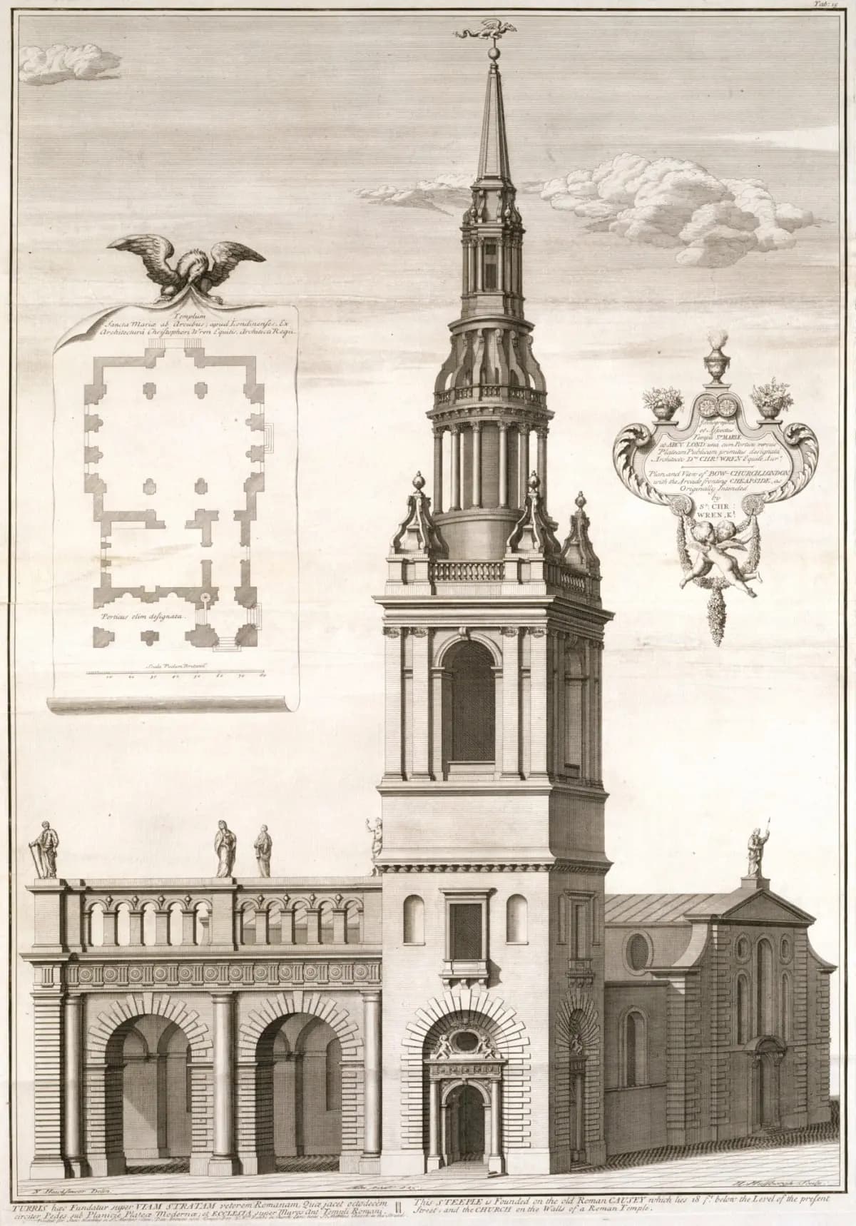 Nicholas Hawksmoor: Christopher Wren’s St Mary-le-Bow Church plan and perspective, ca 1720–23 (London: Royal Academy of Arts)