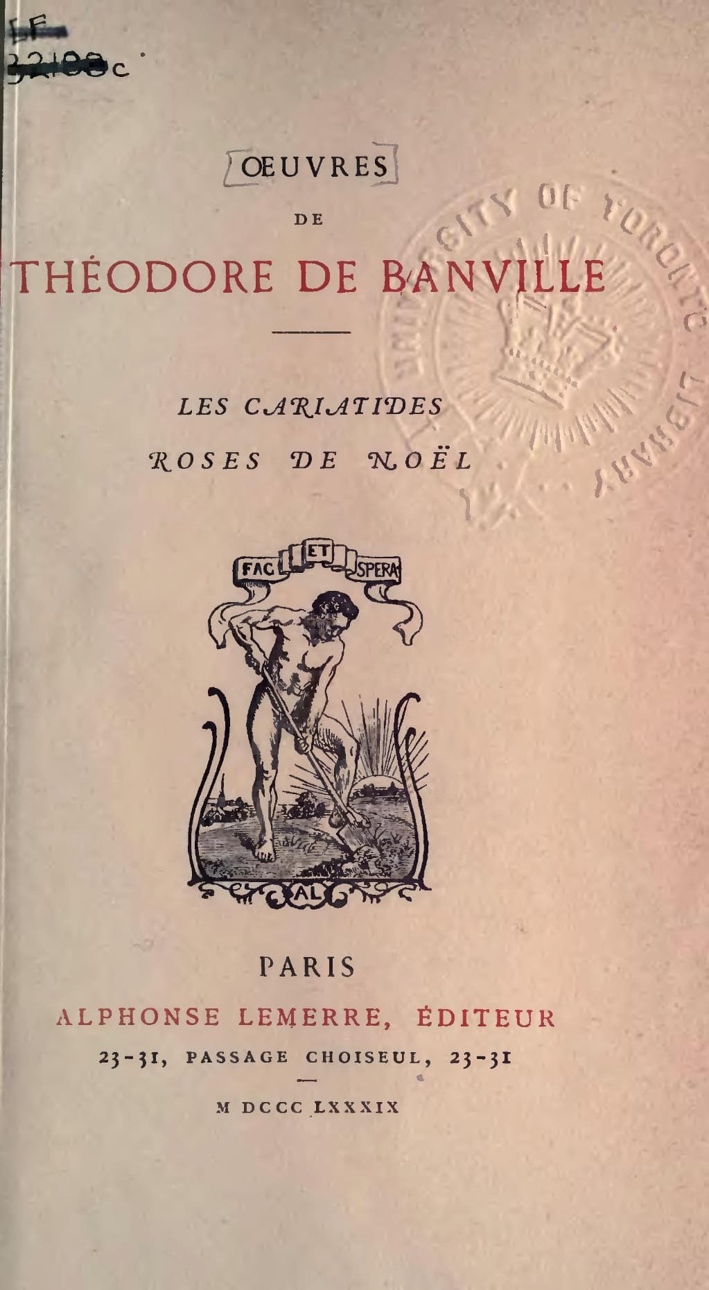 Banville's Les Cariatides, 1889