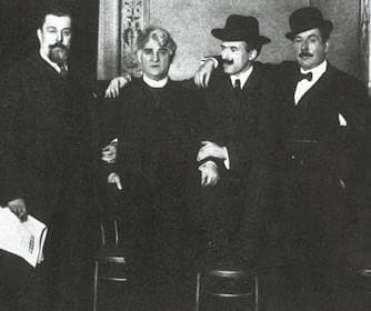 Giacomo Puccini with Giulio Gatti-Casazza, David Belasco and Arturo Toscanini in New York