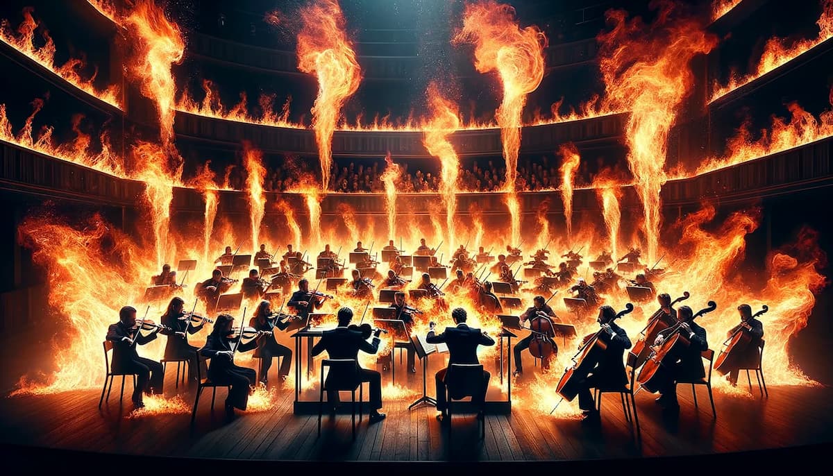 classical orchestra with fire