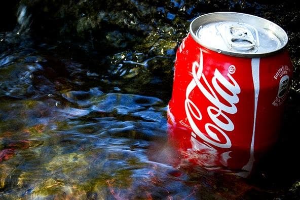 Coke can in water