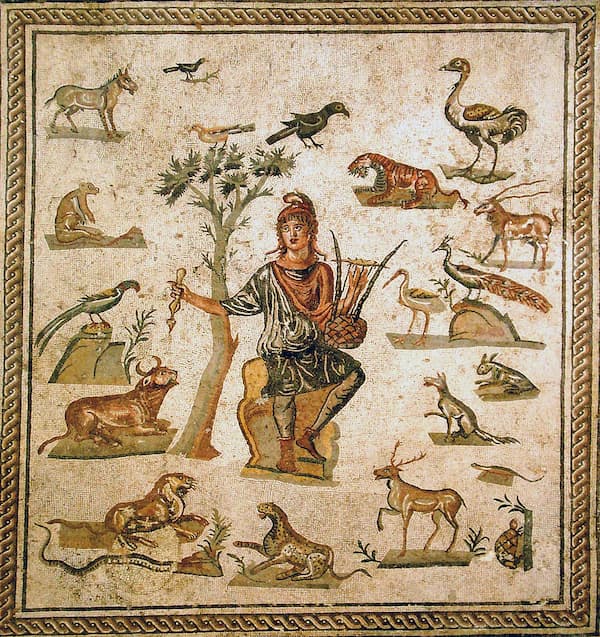 Orpheus surrounded by animals. Ancient Roman floor mosaic from Palermo (Museo archeologico regionale di Palermo) (Picture by Giovanni Dall'Orto)