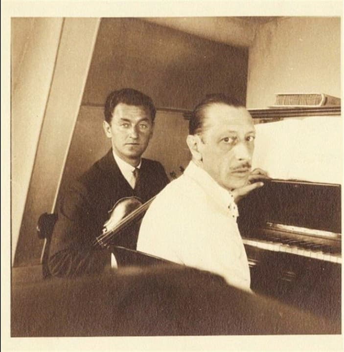 Samuel Dushkin and Igor Stravinsky at the piano