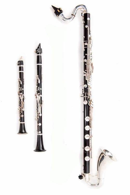 E flat (left), B flat (middle), and Bass (left) clarinets