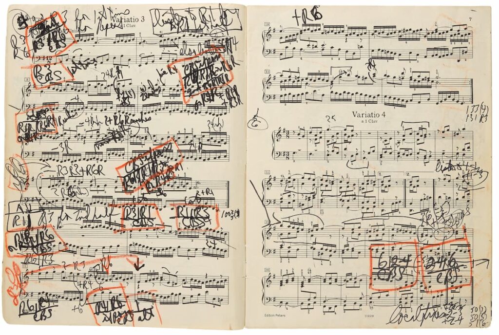 Glenn Gould markings in the Goldberg Variations