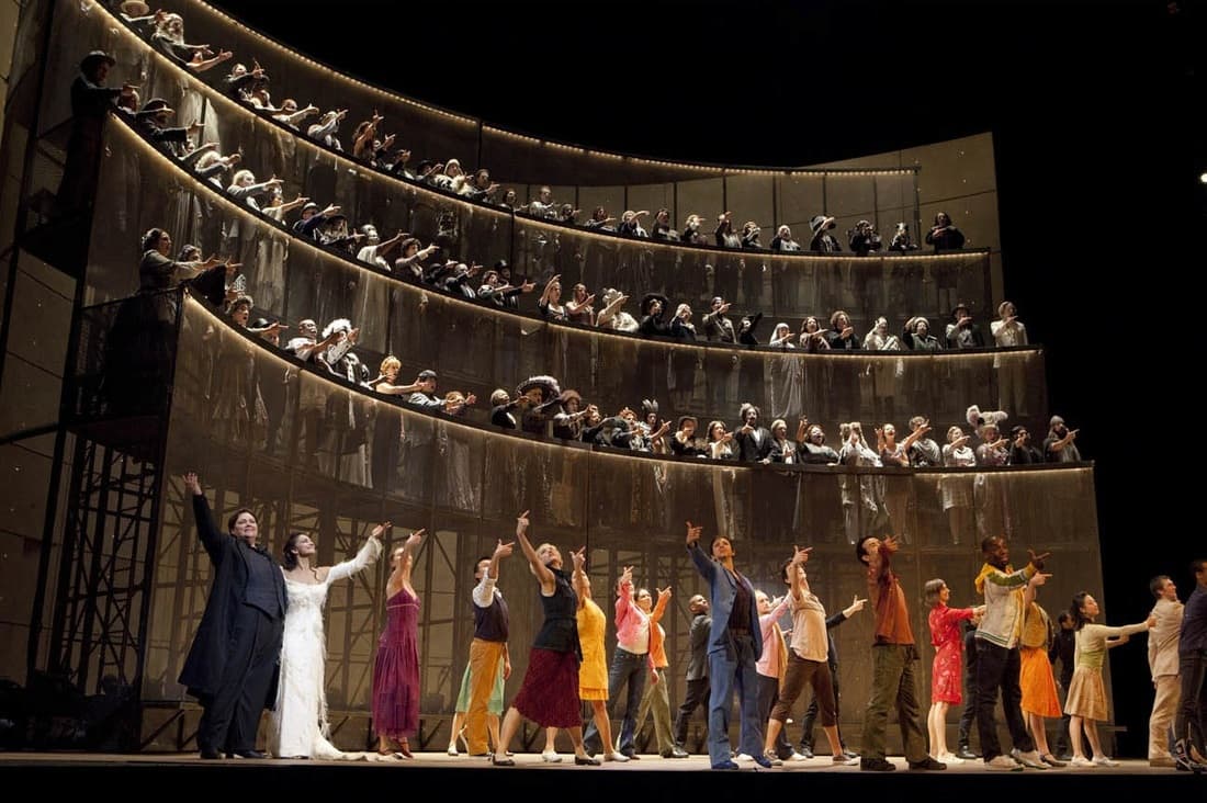 Gluck: Orfeo ed Euridice with Stephanie Blythe as Orfeo and Danielle de Niese as Euridice (bottom left), 2009 (Met Opera) (photo by Ken Howard)