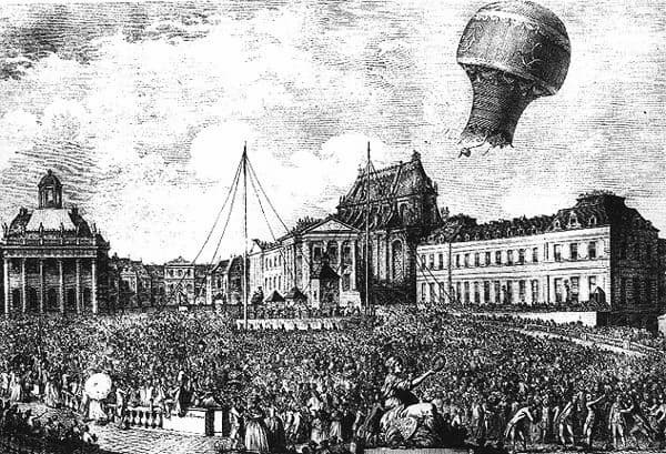 Montgolfier brother’s first flight with passengers (a sheep, a duck and a rooster), Sept. 19, 1783. (Image credit: 2001 National Air and Space Museum, Smithsonian Institution)