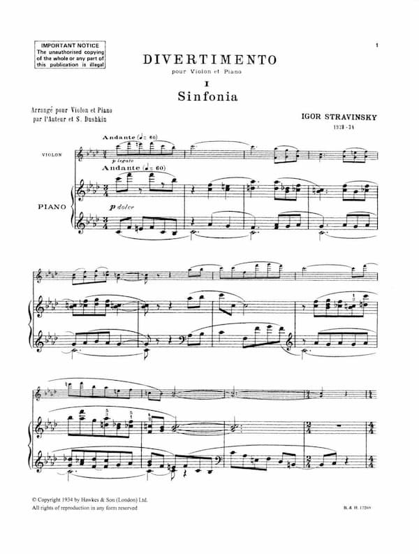 Stravinsky's Divertimento, arranged by Samuel Dushkin