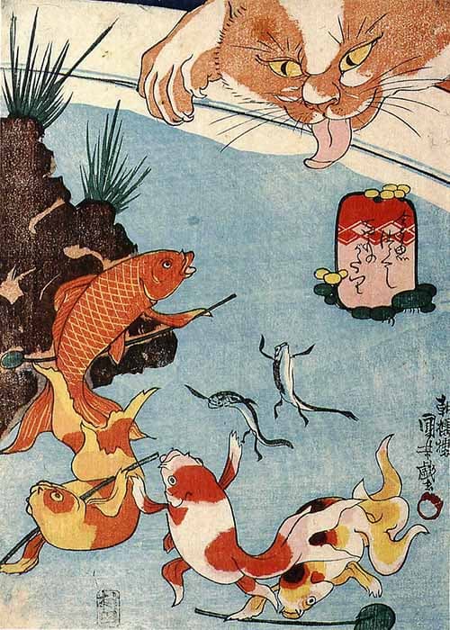 Utagawa Cat and Goldfish