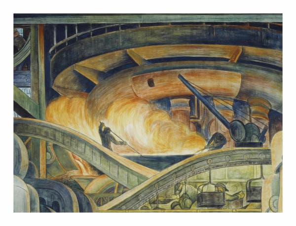 Diego Rivera: Detroit Industry, blast furnace and open hearth furnace (north wall mural detail), 1932-1933 (Detroit Institute of Arts, Gift of Edsel B. Ford)