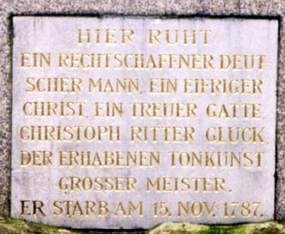 Christoph Willibald Gluck's gravestone inscription