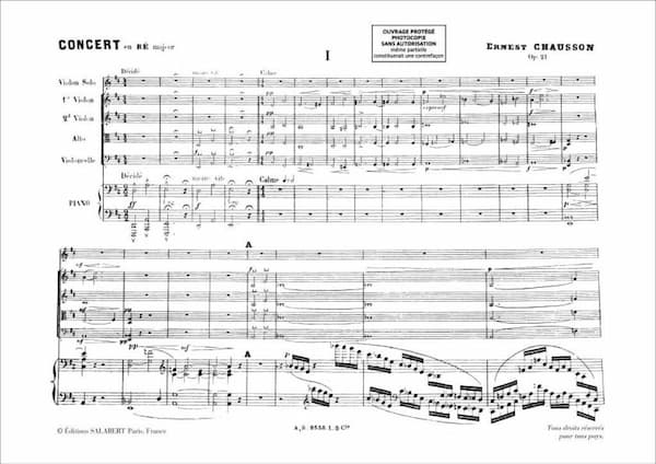 Ernest Chausson's Concerto in D Major, Op. 21 music score