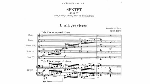 Francis Poulenc's Sextet music score