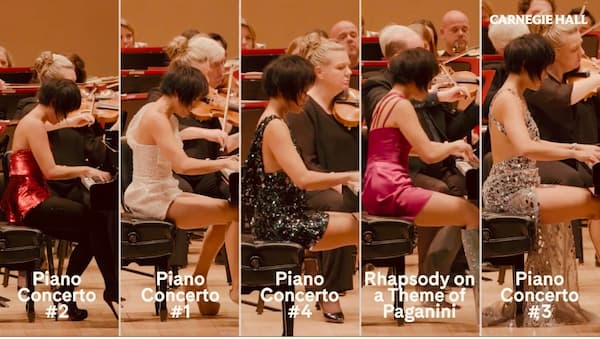 Yuja Wang in different outfits