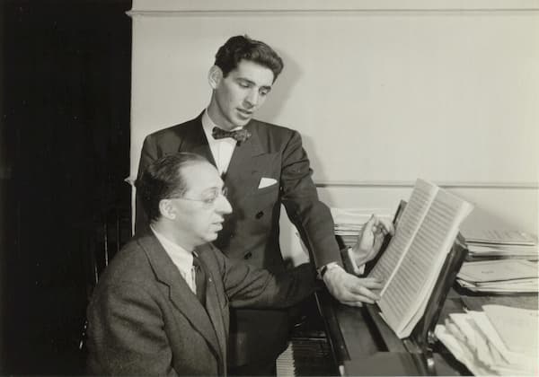 Aaron Copland with Leonard Bernstein, ca 1940