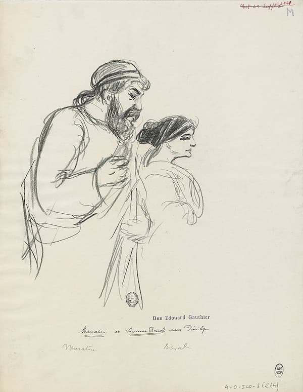 Charles Delaroche: Lucien Muratore and Lucienne Bréval as Ulysse and Pénélope, Paris, 1913 (Gallica: cb42042868w)