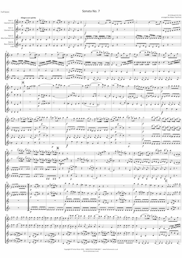 Mozart's Church Sonata No. 7 in F Major, K. 224 music score excerpt