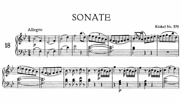 Mozart's Piano Sonata No. 17 in B-flat major, K. 570 music score excerpt