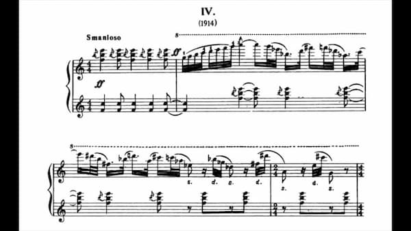 Sergei Prokofiev: Sarcasms music score excerpt