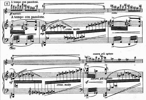 Karol Szymanowski's Myths music score excerpt