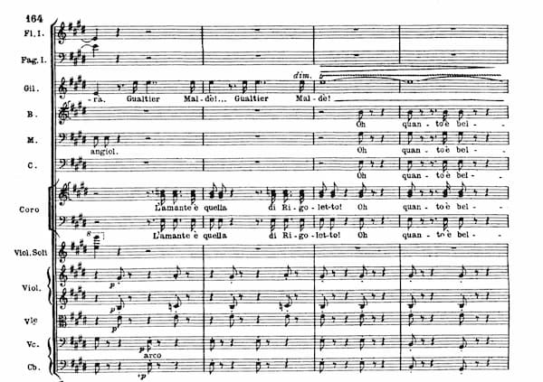 Verdi's Rigoletto - Caro nome music score excerpt