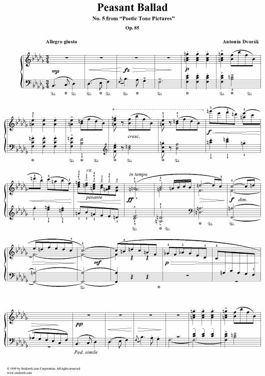 Dvořák: Poetic Tone Pictures, Op. 85 No. 5 “Peasant Ballad”