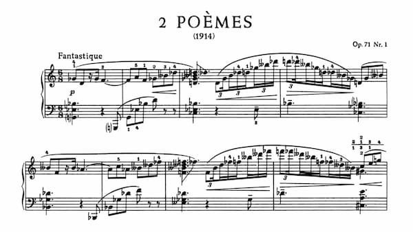 Scriabin's Deux poèmes Op. 71 No. 1 music score