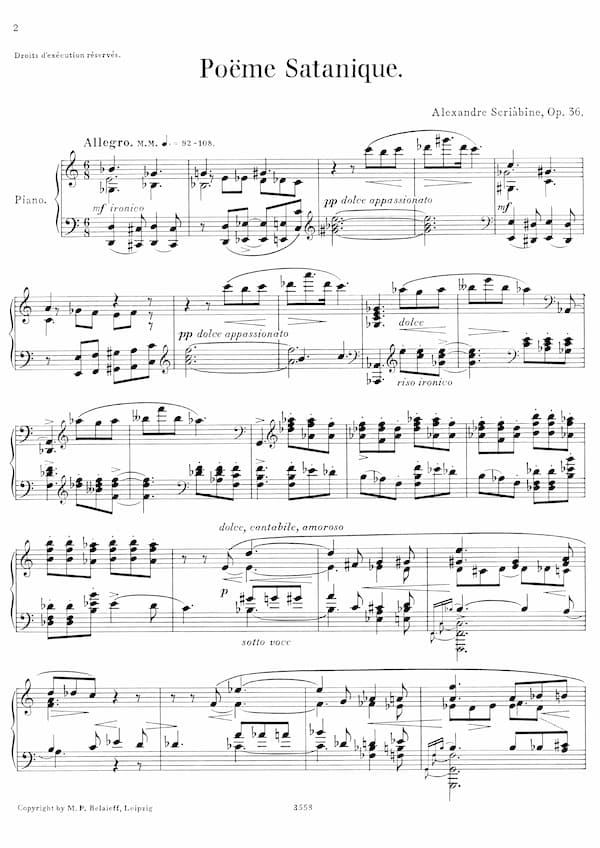 Scriabin's Poème Satanique music score