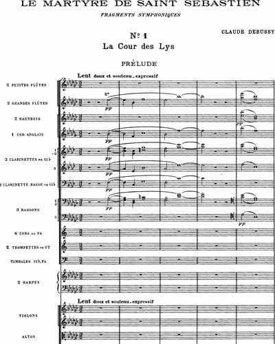 Claude Debussy's Le Martyre de Saint Sébastien - Prelude music score