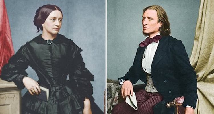 Colorised images of Clara Schumann and Franz Liszt