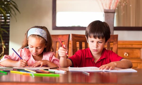 Children doing homework