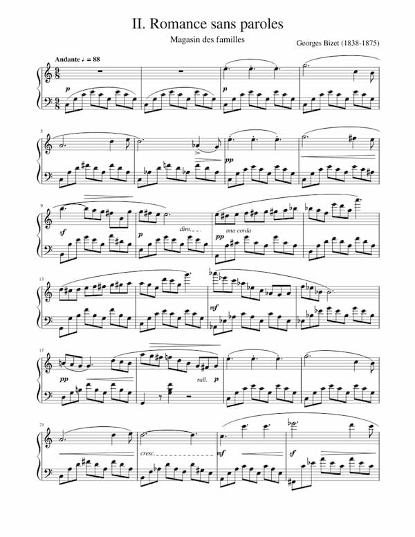 Georges Bizet's Magasin des familles - II. Romance sans paroles