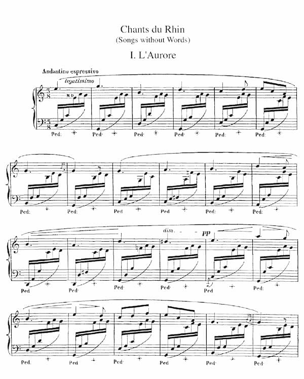 Georges Bizet's Chants du Rhin music score
