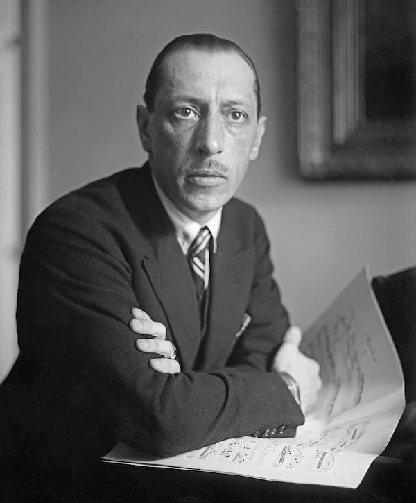 Photoportrait of Russian composer Igor Stravinsky. Taken by George Grantham Bain's news picture agency.