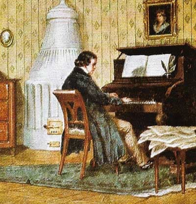 Schumann composing at the piano