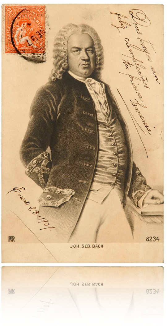 A postcard featuring Johann Sebastian Bach
