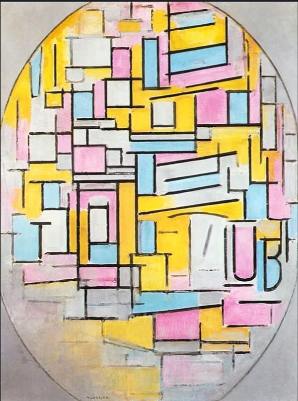 Mondrian: Composition in Oval with Colour Planes II, 1914 (Gemeentemuseum Den Haag)