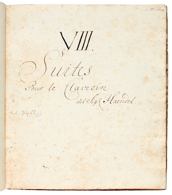 Handel's Eight Keyboard Suites manuscript
