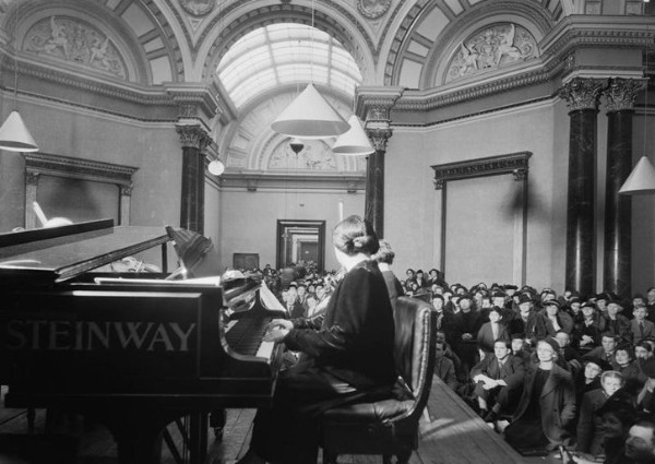 Myra Hess performing at the National Gallery