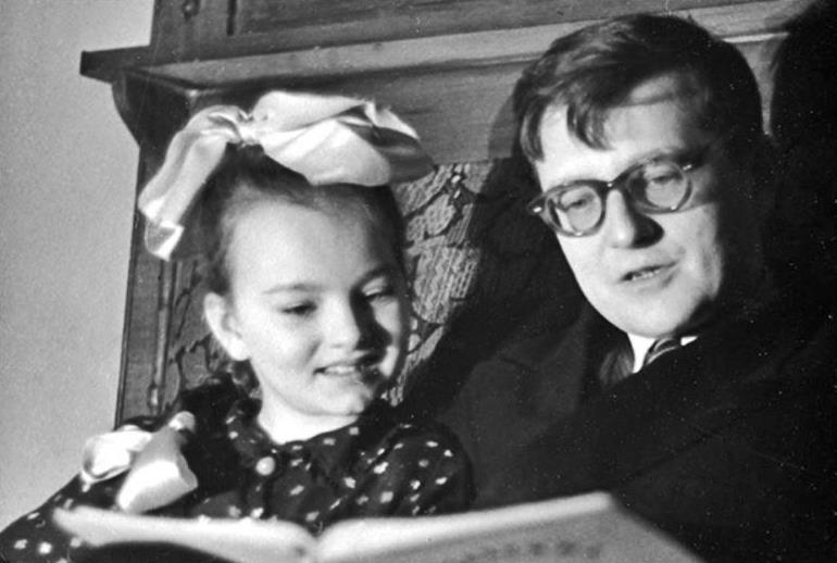 Dmitri Shostakovich with daughter Galina. 1940s.