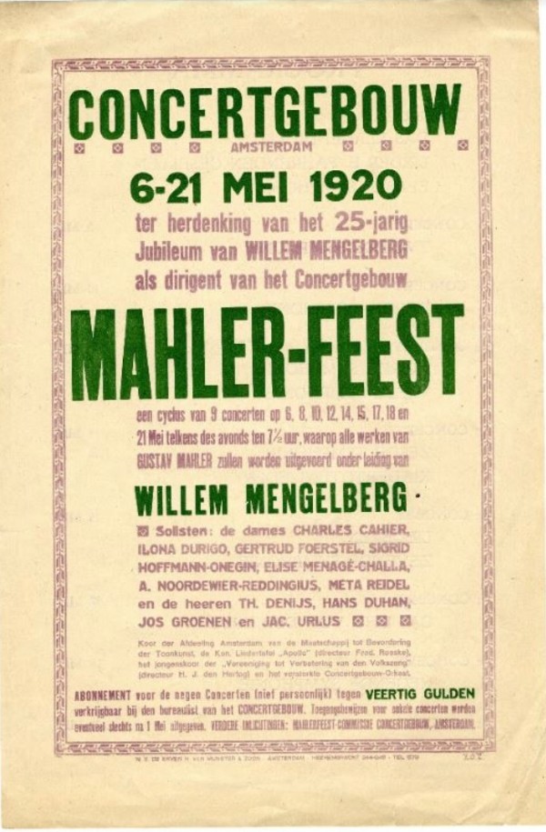 Mahler Festival 1920 poster