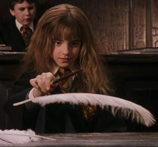 Hermione invokes Wingardium Leviosa