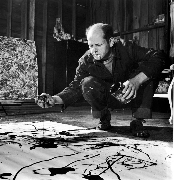 Jackson Pollock working in his studio
