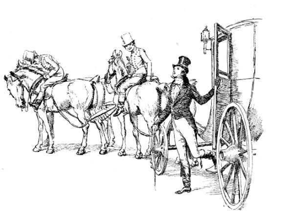 Jane Austen: Pride and Prejudice, The Arrival of Mr Bingley, illustration by George Allen, 1894, chapter 1