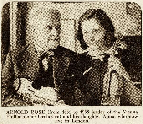 Alma and Arnold Rosé on newspaper