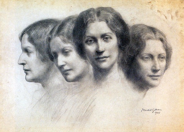 Combined portraits of Leonora von Stosch Speyer by Kahlil Gibran, 1925